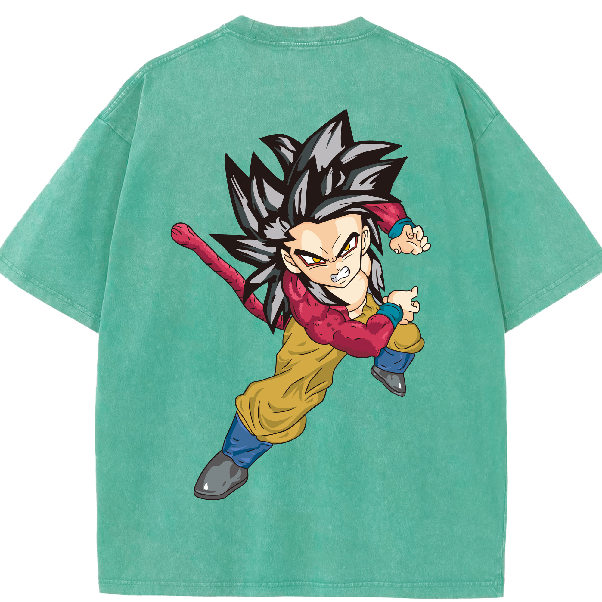（画像用） ドラゴンボール 孫悟空（そん ごくう）Son Goku カカロット DRAGON BALL Kakarotto 綿100% ヴィンテージ風 半袖Tシャツ（背面プリント）